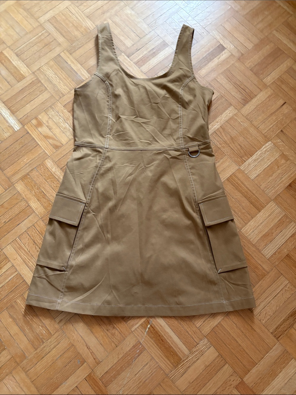 Outdoor Voices Tan Utility Pocket A-Line Dress NWOT